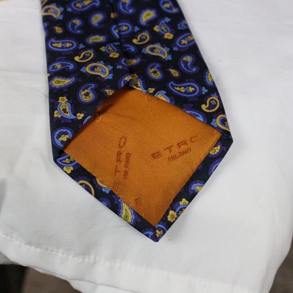 ETRO MILANO MEN'S TIE NEW 100% SILK MADE IN ITALY - Picture 6 of 8
